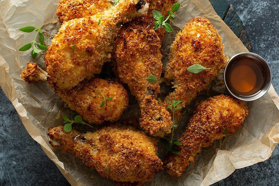 Crunchy Oven-fried Chicken With Hot Honey Sauce