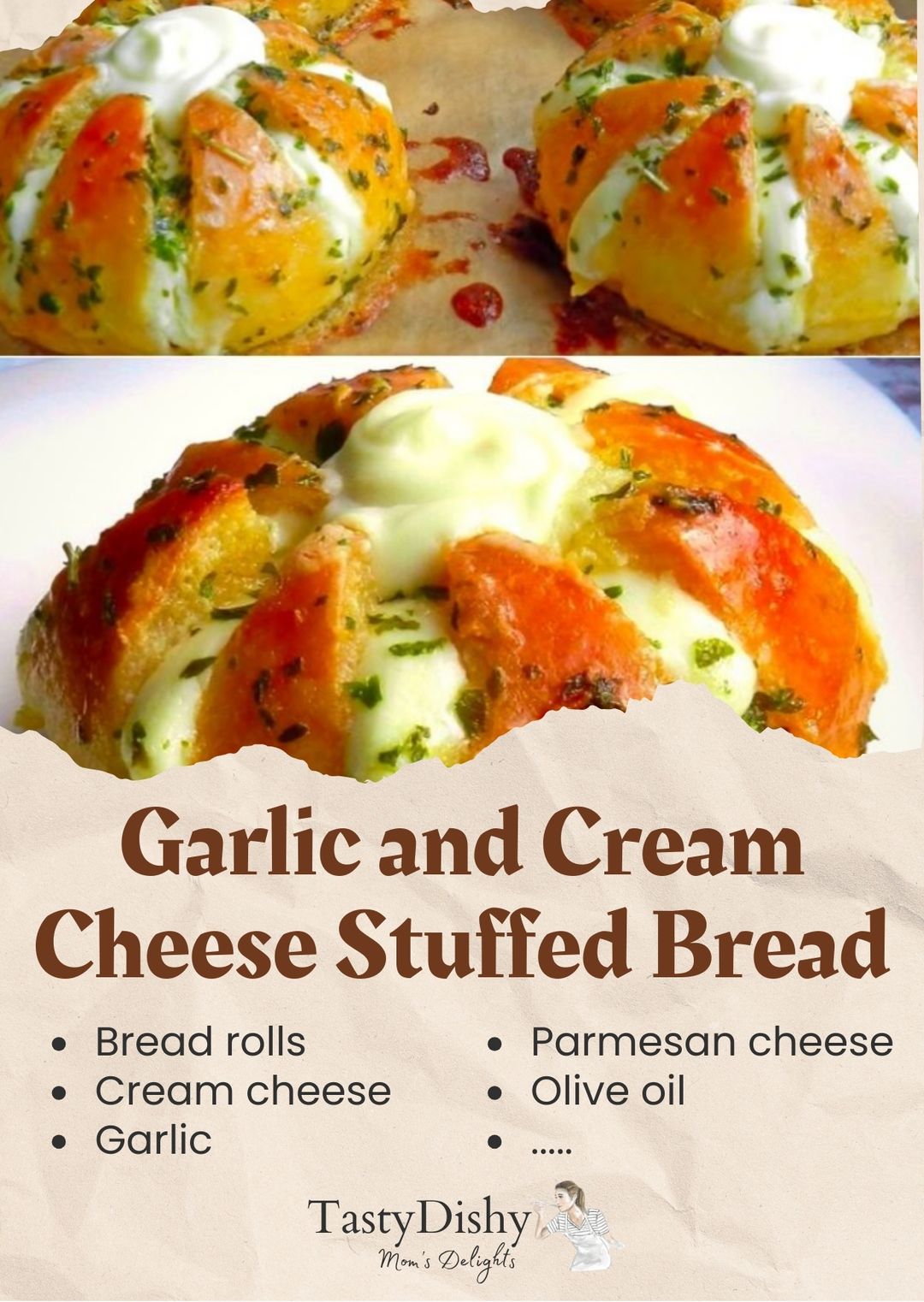 Garlic and Cream Cheese Stuffed Bread