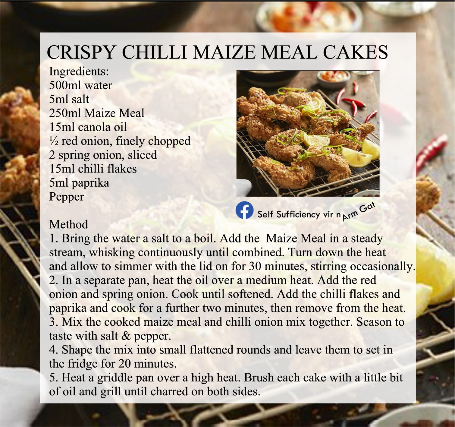 Crispy Chilli Maize Meal Cakes