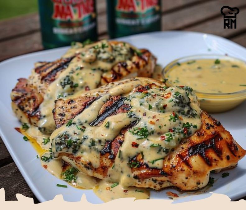 Gourmet Grilled Stuffed Chicken with Cream Sauce