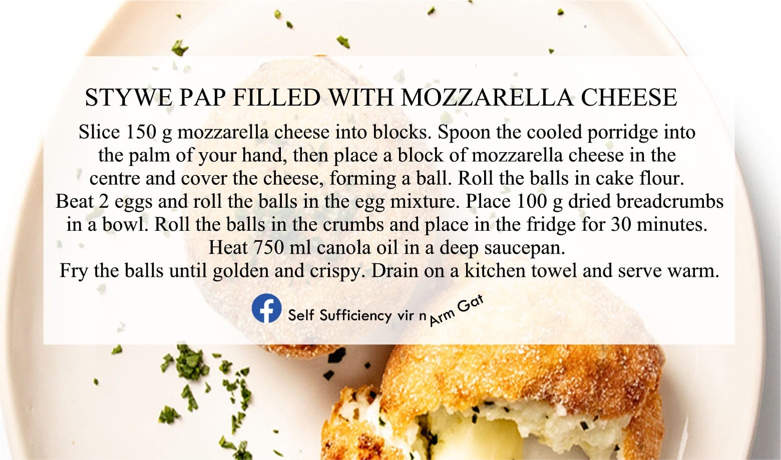 Stywe Pap Filled with Mozzarella Cheese