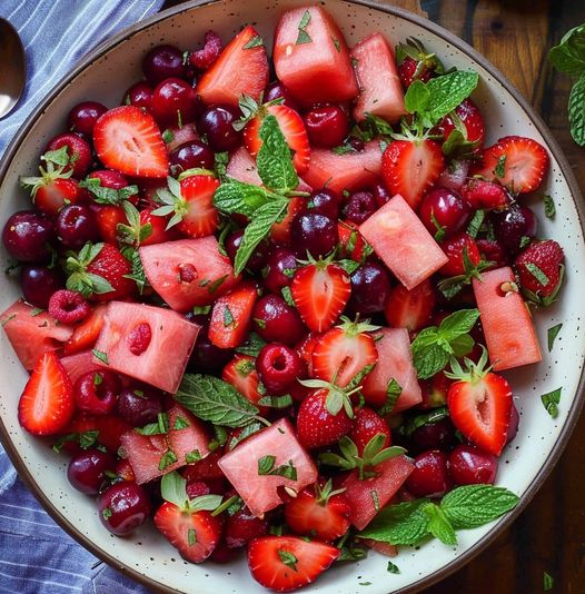 Watermelon Fruit Salad with Lime Mint Dressing