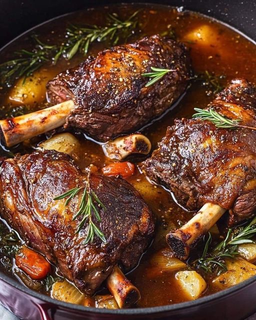 Braised Lamb Shanks with Herb Infusion