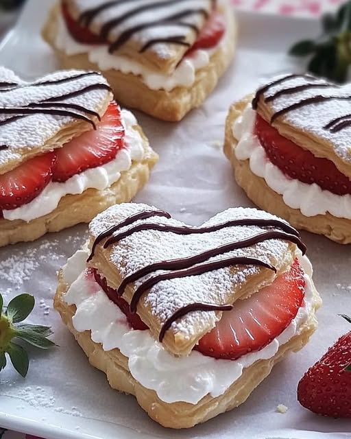 Strawberry Puff Pastry Hearts